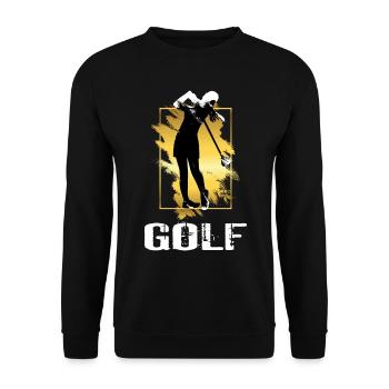 Golf Golfing Golfer Player Sport Hobby Gold - Unisex Sweatshirt - black - Front - Alina (178cm) & Michal (187cm)