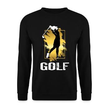 Golf Golfen Golferin Spielerin Sport Hobby Gold - Unisex Pullover - Schwarz - Vorne - Alina (178cm) & Michal (187cm)