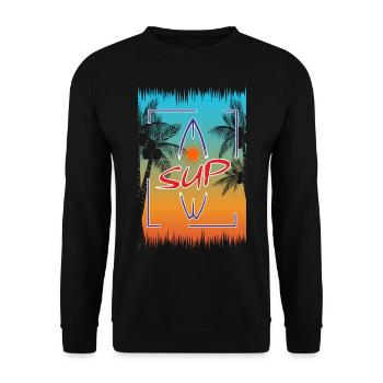 SUP Board Paddle Stand Up Paddling Shirt - Unisex Sweatshirt - black - Front - Alina (178cm) & Michal (187cm)