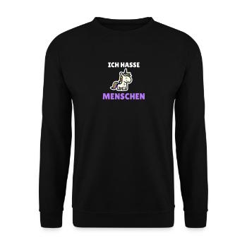 Ich hasse Menschen - Unisex Pullover - Schwarz - Vorne - Alina (178cm) & Michal (187cm)