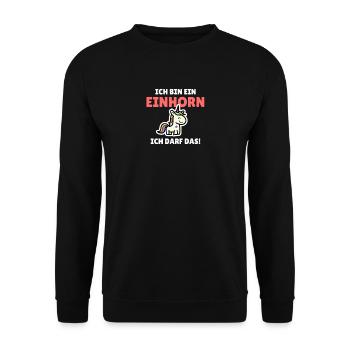 Ich bin ein Einhorn - ich darf das! - Unisex Pullover - Schwarz - Vorne - Alina (178cm) & Michal (187cm)