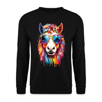Rainbow Sun Pony: Colorful Horse - Unisex Sweatshirt - black - Front - Alina (178cm) & Michal (187cm)