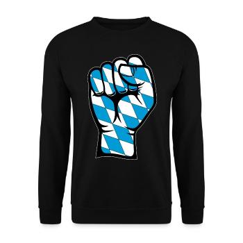 Bayern Flagge Faust - Unisex Pullover - Schwarz - Vorne - Alina (178cm) & Michal (187cm)