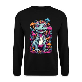 Psychedelic dinosaur mushroom for nature lovers - Unisex Sweatshirt - black - Front - Alina (178cm) & Michal (187cm)