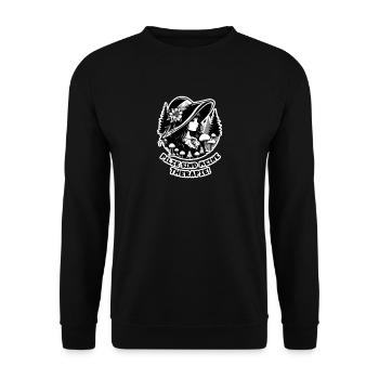 Pilze sind meine Therapie - Unisex Pullover - Schwarz - Vorne - Alina (178cm) & Michal (187cm)