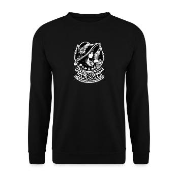 Pilze sind meine Girlpower - Unisex Pullover - Schwarz - Vorne - Alina (178cm) & Michal (187cm)