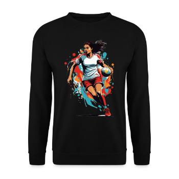 Handball Woman Streetwear Iconic Style - Unisex Sweatshirt - black - Front - Alina (178cm) & Michal (187cm)
