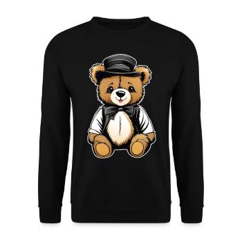Ours en peluche mignon avec chapeau - Sweat-shirt Unisexe - noir - Devant - Alina (178cm) & Michal (187cm)