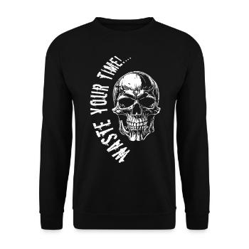 Totenkopf Streetwear - waste your time - Unisex Pullover - Schwarz - Vorne - Alina (178cm) & Michal (187cm)