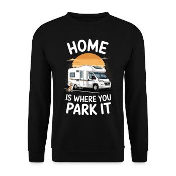 Home is where you Park It - Unisex Pullover - Schwarz - Vorne - Alina (178cm) & Michal (187cm)