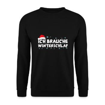 Ich brauche Winterschlaf Weihnachnachten Geschenk - Unisex Pullover - Schwarz - Vorne - Alina (178cm) & Michal (187cm)