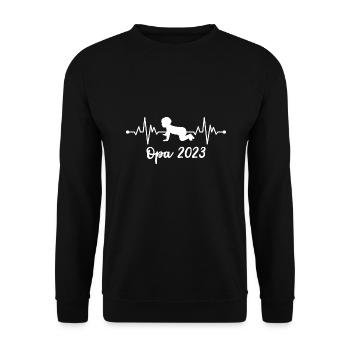 Schwangerschaftsverkündung 2023 Werdender Opa - Unisex Pullover - Schwarz - Vorne - Alina (178cm) & Michal (187cm)