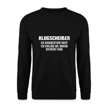 Ironie Sarkasmus Schlaumeier Klugscheißer - Unisex Pullover - Schwarz - Vorne - Alina (178cm) & Michal (187cm)