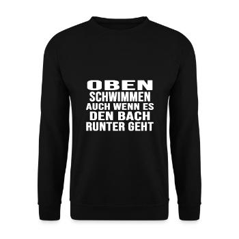 "Schwimmer schwimmen oben" Schwimmtalent - Unisex Pullover - Schwarz - Vorne - Alina (178cm) & Michal (187cm)