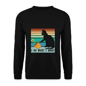 Cat I Do What I Want Cat Gift Cat Mom Cat - Unisex Sweatshirt - black - Front - Alina (178cm) & Michal (187cm)