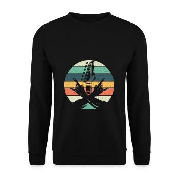 Gitarre & Pommesgabel Rock Hardrock & Heavy Metal - Unisex Pullover - Schwarz - Vorne - Alina (178cm) & Michal (187cm)