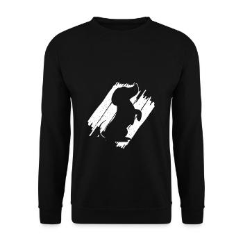 Dackel Dachshund Silhouette Retro Vintage Motiv - Unisex Pullover - Schwarz - Vorne - Alina (178cm) & Michal (187cm)