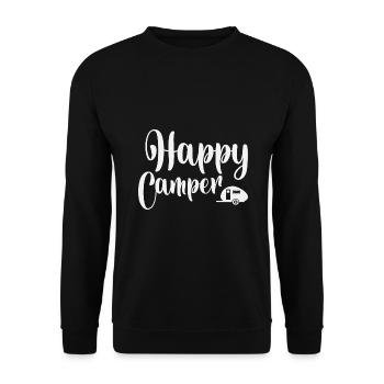 Happy Camper - Unisex Pullover - Schwarz - Vorne - Alina (178cm) & Michal (187cm)