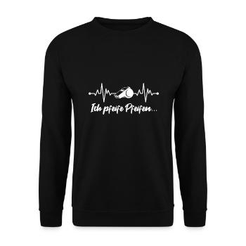 Schiri Ich pfeife Pfeifen Fußball Schiedsrichter - Unisex Pullover - Schwarz - Vorne - Alina (178cm) & Michal (187cm)