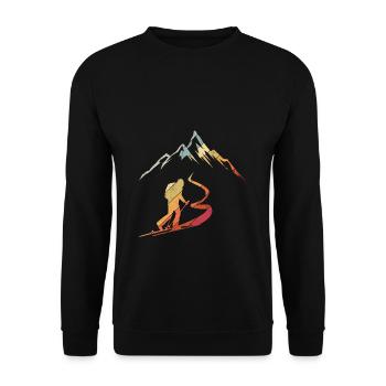 Tourenski Wintersport Berg Skifahrer Geschenk Skit - Unisex Pullover - Schwarz - Vorne - Alina (178cm) & Michal (187cm)