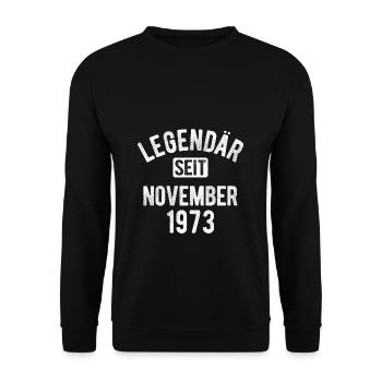 50. Geburtstag Geschenk 50 Jahre Legendär seit Nov - Unisex Pullover - Schwarz - Vorne - Alina (178cm) & Michal (187cm)