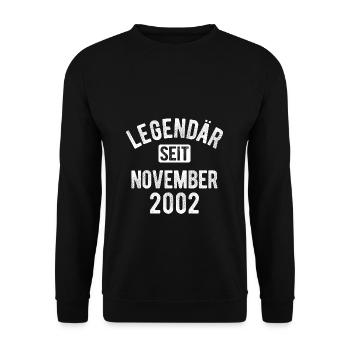 20. Geburtstag Geschenk 20 Jahre Legendär seit Nov - Unisex Pullover - Schwarz - Vorne - Alina (178cm) & Michal (187cm)