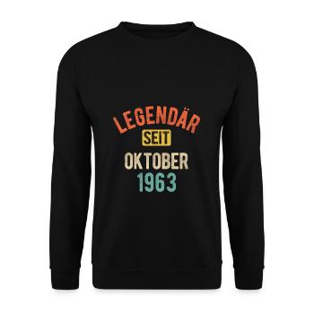 60. Geburtstag Geschenk 60 Jahre Legendär seit Okt - Unisex Pullover - Schwarz - Vorne - Alina (178cm) & Michal (187cm)