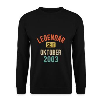 20. Geburtstag Geschenk 20 Jahre Legendär seit Okt - Unisex Pullover - Schwarz - Vorne - Alina (178cm) & Michal (187cm)