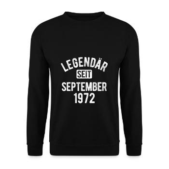 50. Geburtstag Geschenk 50 Jahre Legendär seit Sep - Unisex Pullover - Schwarz - Vorne - Alina (178cm) & Michal (187cm)