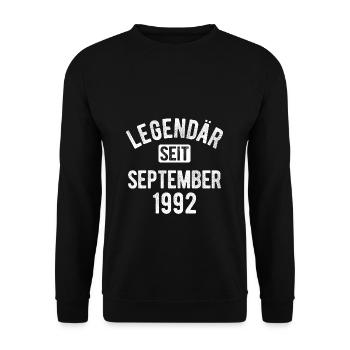 30. Geburtstag Geschenk 30 Jahre Legendär seit Sep - Unisex Pullover - Schwarz - Vorne - Alina (178cm) & Michal (187cm)