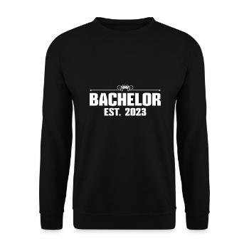 Bachelor 2023 Bachelorprüfung Bachelortitel - Unisex Pullover - Schwarz - Vorne - Alina (178cm) & Michal (187cm)
