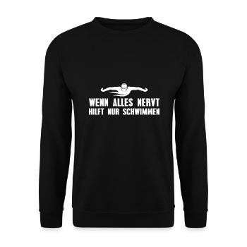 Schwimmbad Schwimmen Schwimmsport Schwimmer - Unisex Pullover - Schwarz - Vorne - Alina (178cm) & Michal (187cm)