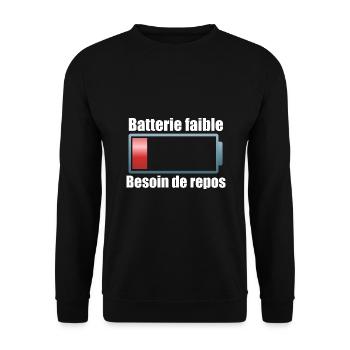 Citation batterie faible. Téléchargement énergie - Sweat-shirt Unisexe - noir - Devant - Alina (178cm) & Michal (187cm)