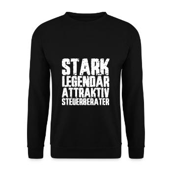 STARK LEGENDÄR ATTRAKTIV STEUERBERATER - Unisex Pullover - Schwarz - Vorne - Alina (178cm) & Michal (187cm)