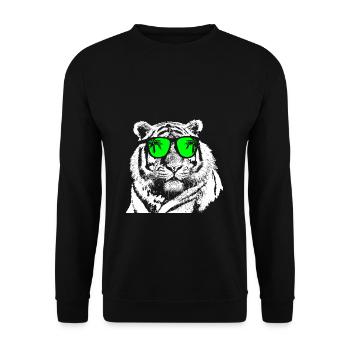 Tiger Sonnenbrille Musik Uralub Tigerliebe Tier Fa - Unisex Pullover - Schwarz - Vorne - Alina (178cm) & Michal (187cm)