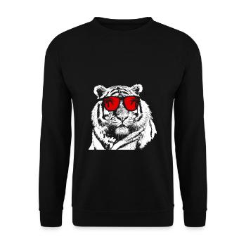 Tiger Sonnenbrille Musik Uralub Tigerliebe Tier Fa - Unisex Pullover - Schwarz - Vorne - Alina (178cm) & Michal (187cm)