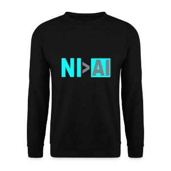 NI > AI - Unisex Pullover - Schwarz - Vorne - Alina (178cm) & Michal (187cm)