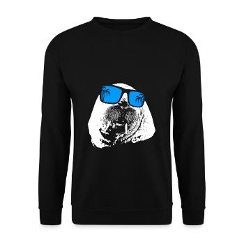 Walross Ozean Naturfans Sonnenbrille Musik Tierlie - Unisex Pullover - Schwarz - Vorne - Alina (178cm) & Michal (187cm)