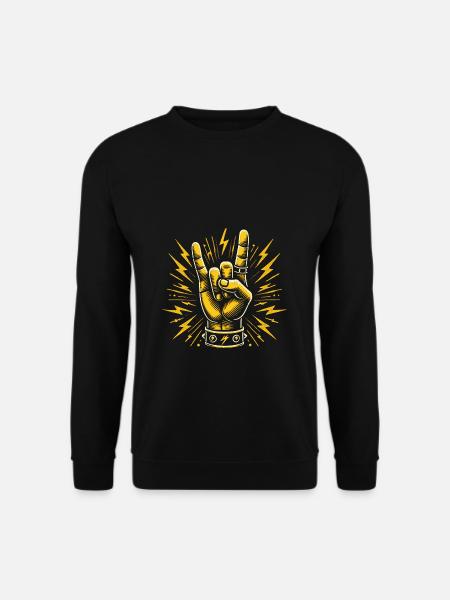 Pommesgabel in gelb, Heavy Metal, Rock Symbol - Unisex Pullover - Schwarz