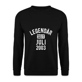 20. Geburtstag Geschenk 20 Jahre Legendär seit Jul - Unisex Pullover - Schwarz - Vorne - Alina (178cm) & Michal (187cm)