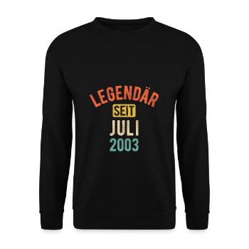 20. Geburtstag Geschenk 20 Jahre Legendär seit Jul - Unisex Pullover - Schwarz - Vorne - Alina (178cm) & Michal (187cm)