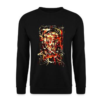 Flammender Teufel - Unisex Pullover - Schwarz - Vorne - Alina (178cm) & Michal (187cm)