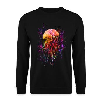 Cthulhu - Jellyfish - Colorful Art - Medusa - Unisex Sweatshirt - black - Front - Alina (178cm) & Michal (187cm)