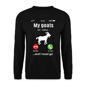 Les chèvres appellent la ferme de l’éleveur de chèvres - Sweat-shirt Unisexe - noir - Devant - Alina (178cm) & Michal (187cm)
