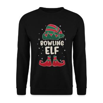 Bowling Elf Familien Partner Weihnachtsgeschenk - Unisex Pullover - Schwarz - Vorne - Alina (178cm) & Michal (187cm)