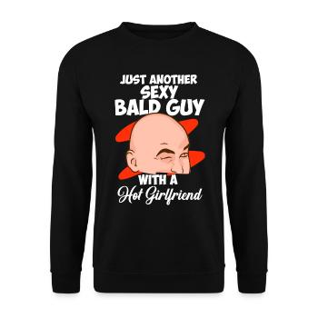 Just another sexy bald guy with hot girl baldness - Unisex Sweatshirt - black - Front - Alina (178cm) & Michal (187cm)