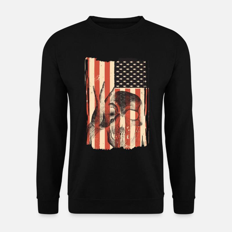 USA flag with skull - Unisex Sweatshirt - black