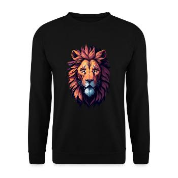 Löwen-Illustration - Unisex Pullover - Schwarz - Vorne - Alina (178cm) & Michal (187cm)