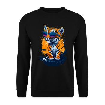 Cute baby tiger - Unisex Sweatshirt - black - Front - Alina (178cm) & Michal (187cm)