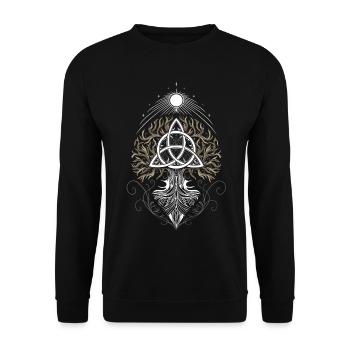 Yggdrasil Tree of Life Triquetra - Unisex Sweatshirt - black - Front - Alina (178cm) & Michal (187cm)